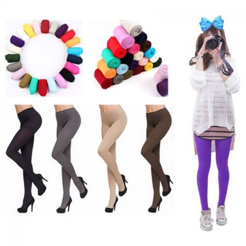 8 Colors Women's Spring Autumn Footed Opaque Pantyhose Tights Women Solid Stratch Chic Tights