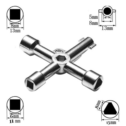 1PCS HSR/Metro Trains Triangle Key Lock Elevator Door Key Multifunction Electric Cabinet keys Universal Cross Key Trash Bin Key