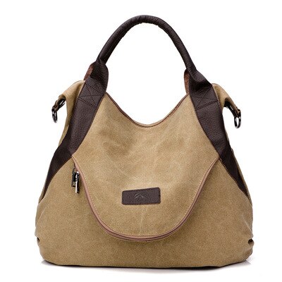Cosimo Perla Canvas Tote Bag - Large Hobo Shoulder Bag for Women - Casual Everyday Shopping Purse: Khaki
