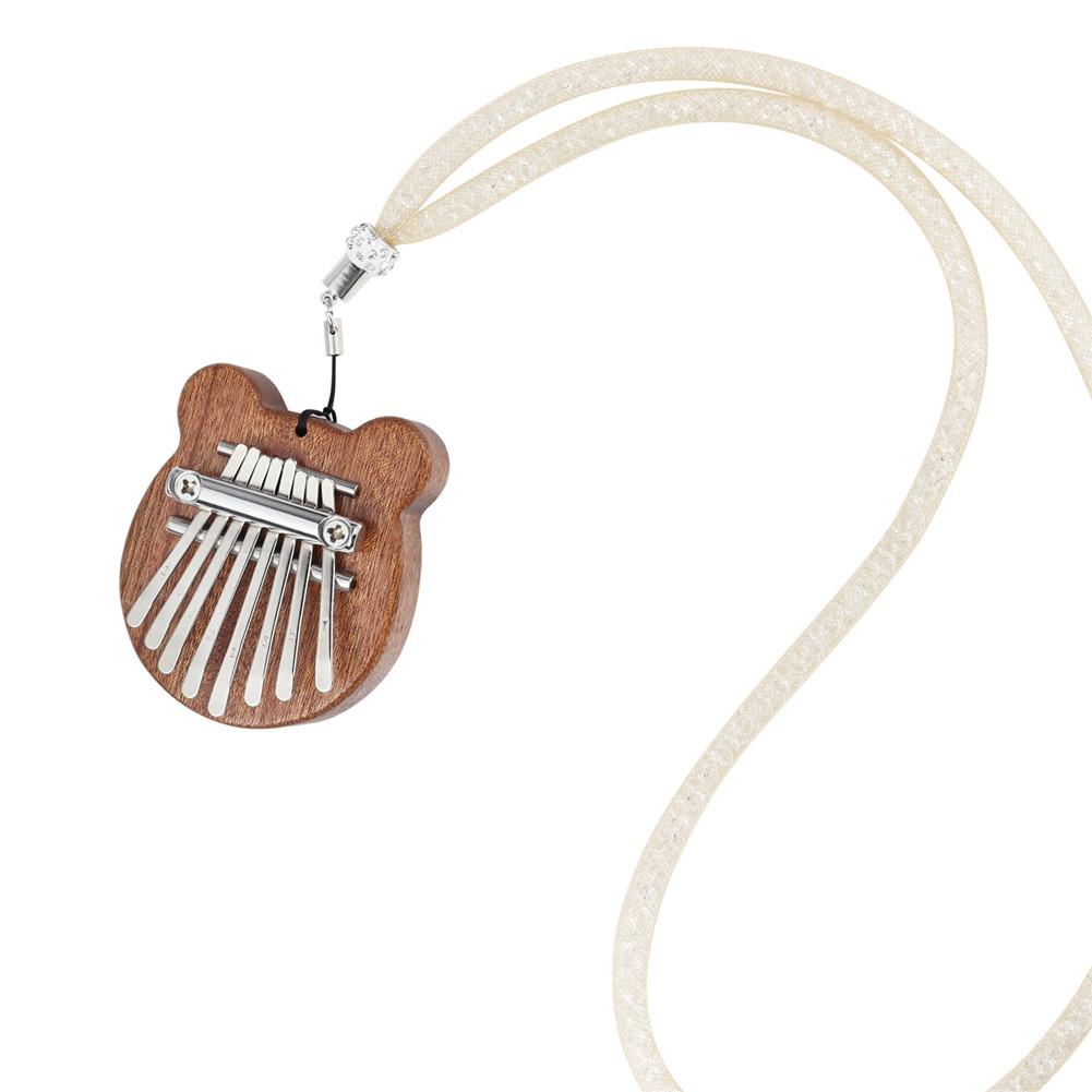 mini 8 klucz Kalimba kciuk fortepian mahoń przenośny niedźwiedź kształt drewna Kalimba z smycz Mbira Sanza klawiatura instrument muzyczny