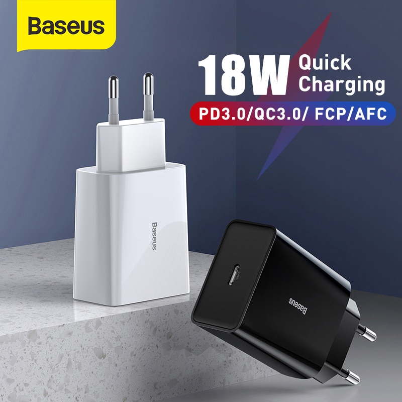Baseus Mini Usb Lader 18W Quick Charge 3.0 Voor IPhone11 Xs Xr Snelle Lading PD3.0 Afc Fcp Voor Samsung s10 Telefoon Snellader