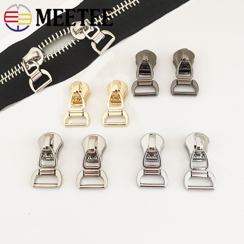 Kit de réparation de fermeture éclair en métal, anneau D, 10 pièces, tirettes pour sac de poche, bricolage, accessoires de couture, 5 #, ZT189