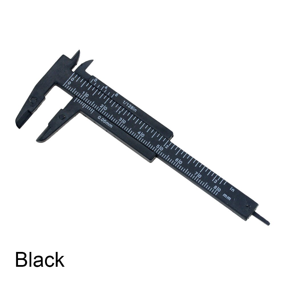 Mini calibrador Vernier de plástico de doble regla, 0-80mm, herramienta de medición de bricolaje para estudiantes, metalúrgico, carpintería, 1 ud.: Black