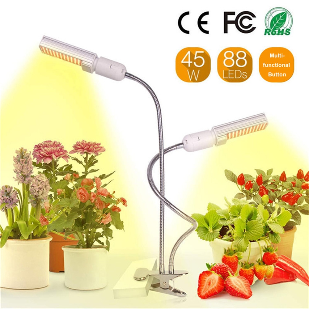 E26/27 45w led vækstlys til indendørs plante sollignende fuldspektret plantedyrkning led pære til planter stueplanter orkideer afgrøder urter