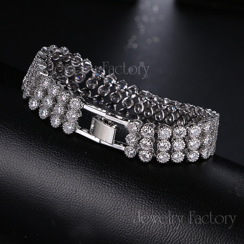 Emmaya Hot Vender Jóias de Luxo Design Único 3 Fileira Forma Redonda AAA + Cubic Zircon Bracelete & Pulseira de Casamento Da Noiva para As Mulheres