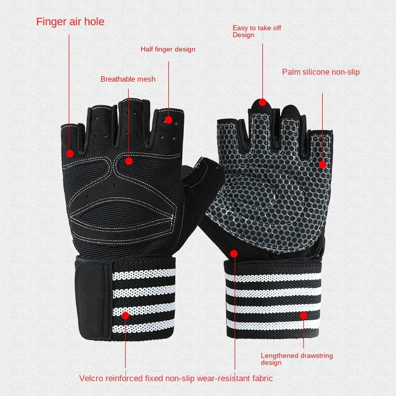 Guantes de levantamiento de pesas para hombre, manoplas de medio dedo para ejercicio pesado, musculación, gimnasio, entrenamiento