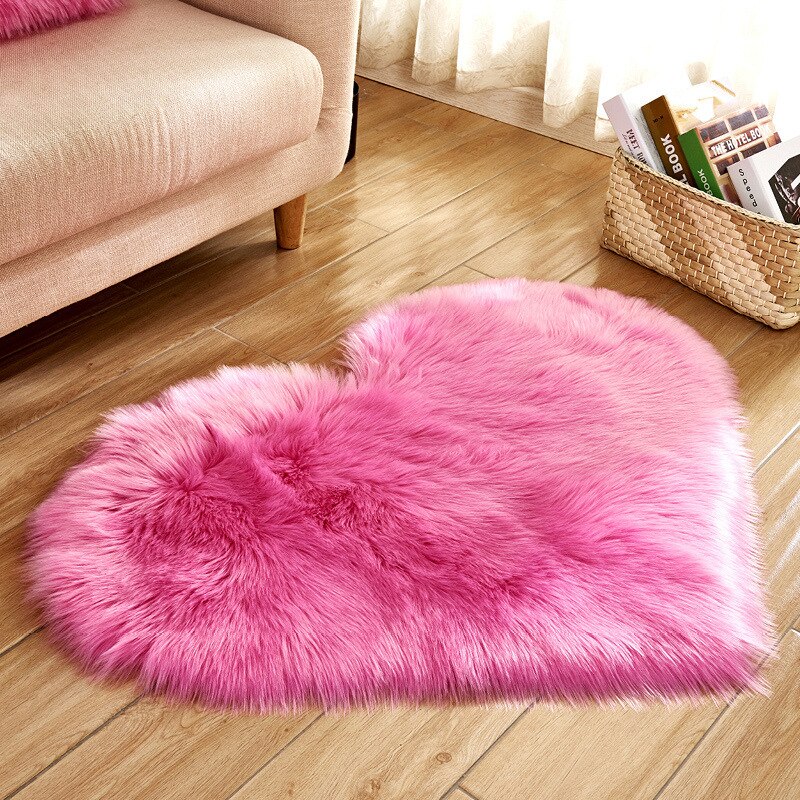 70X90cm heart long hair faux fur table mat baby photo props baby photograph background mat winter thick warm fluffy blanket