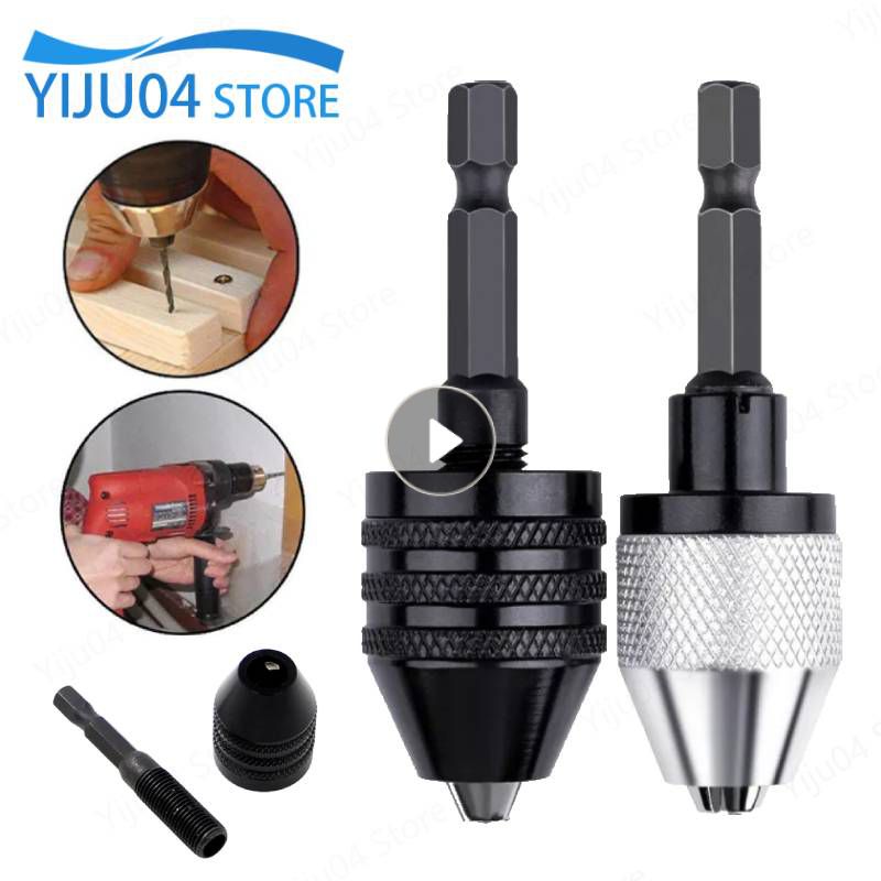 Mini Drill Chuck Keyless Impact Driver Adaptor Hex Round Shank Screwdriver Head Micro Fixture Drill Bits For Electric Grinder