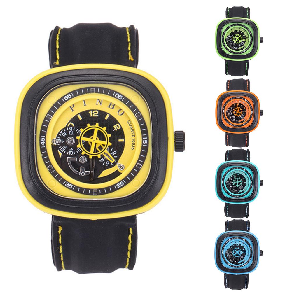 Sport Men's Watch Large Square Dial Silicone Strap Analog Quartz Wrist Watch Decor montre homme часы мужские наручные