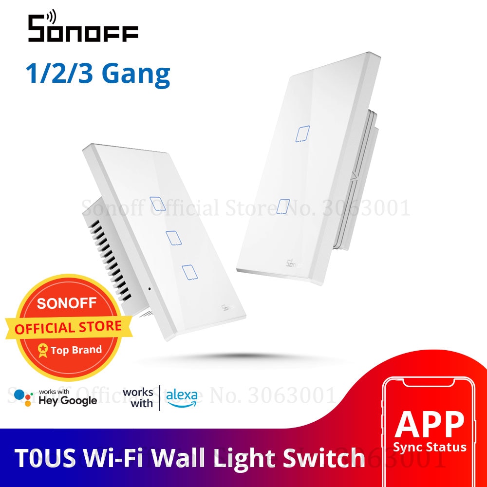 SONOFF T0US TX Wifi Smart Wall Light Switch Timer 1/2/3 Gang Support Voice/APP/Touch Control Works With Alexa Google Home IFTTT