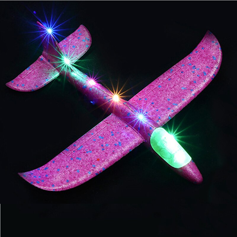 48cm handgegooid vliegend vliegtuig speelgoed zweefvliegtuigen schuim vliegtuig model glow in the dark vliegend zweefvliegtuig speelgoed voor kinderen