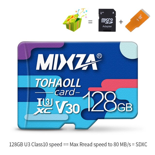 MIXZA Memory Card 256GB 128GB 64GB U3 80MB/S 32GB Micro sd card Class10 UHS-1 flash card Memory Microsd TF/SD Cards for Tablet: U3 128GB-Adapter-CR