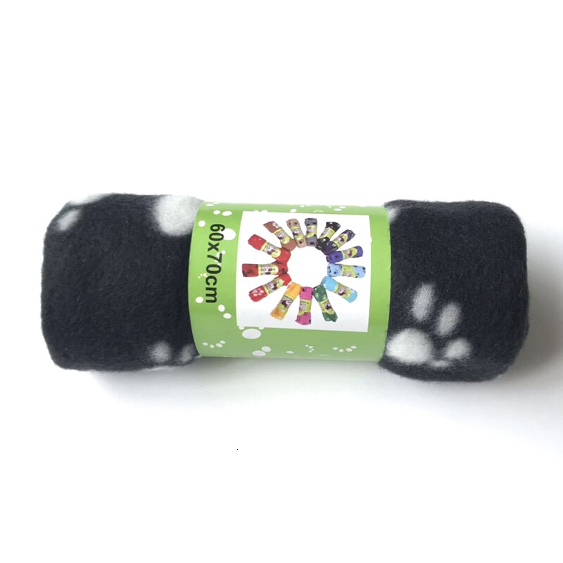 Benepaw – couverture chaude et douce pour chiens, tapis pour animaux de compagnie, confortable, imprimé pattes, convient aux petits, moyens et grands chiots et chatons: Black White Paw / M - 70x60cm