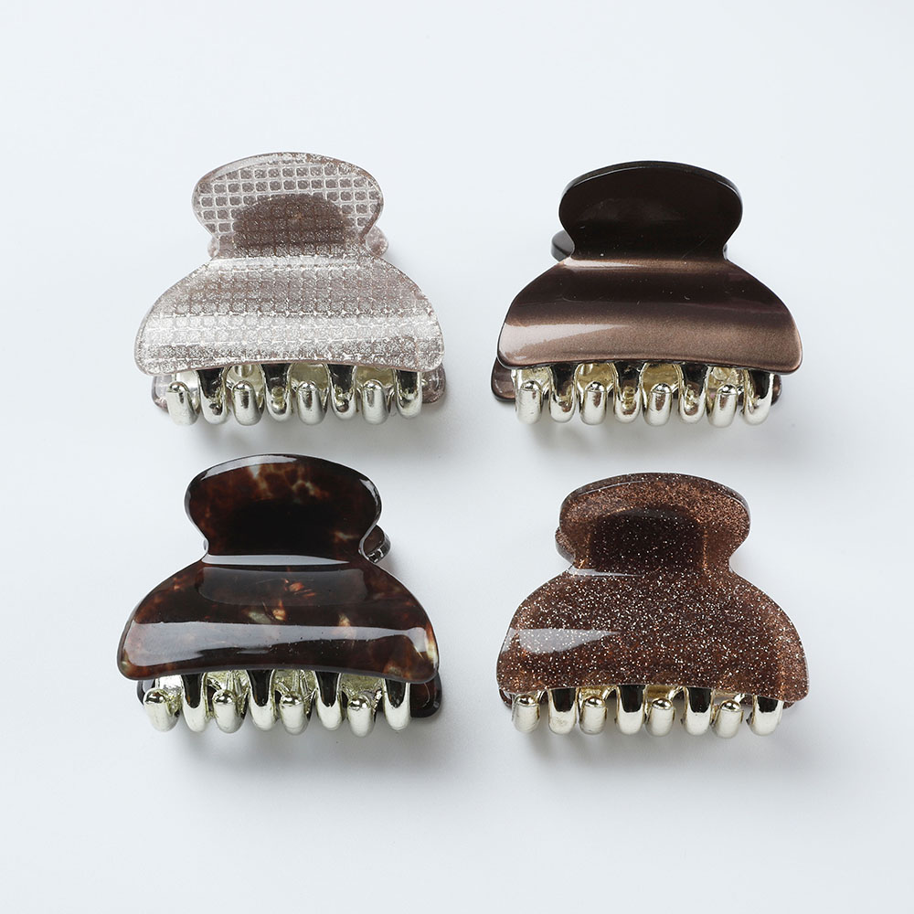 Conjunto de 4 unids/set de horquillas pequeñas para el pelo para mujer, accesorios para el cabello para niña, Color metálico brillante y Noble: Gris oscuro
