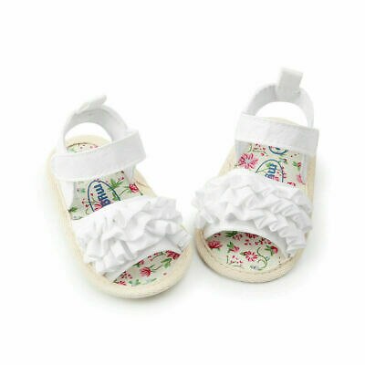 Sandalias de verano para bebés, niños pequeños, recién nacidos, sandalias con flores para niñas, zapatos de cuna casuales con volantes florales, primeros andadores 0-18M