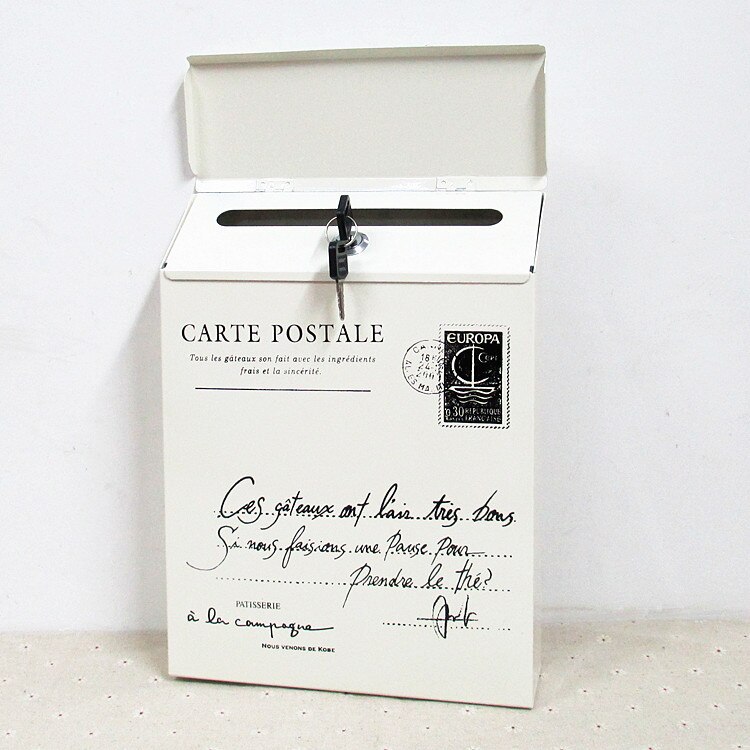 European Style Iron Belt Lock Mailbox American Mailbox Suggestion Box Wall-mounted Rural Style Letter Box
