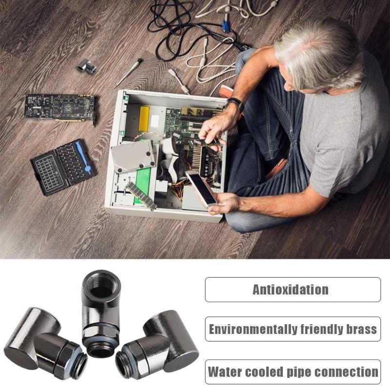 G1/4-90-L 90 Degrees Water Cooling Rotary Fitting Rotating Elbow for Laptop Desktop Brass Oxidation Prevent Water Cooling Tube