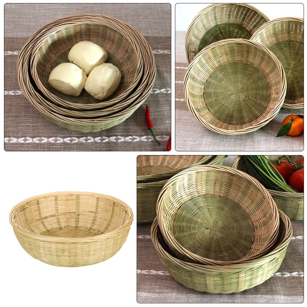 1PC panier de lavage de légumes ménage drainant pelle à poussière en bambou (couleur aléatoire)