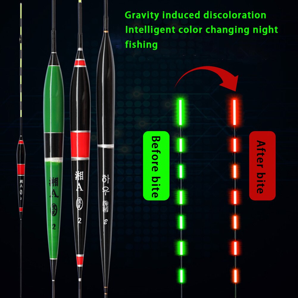 1pcs Smart Fishing Float LED Night Light Bite Color Change Alarm Fish Bait Balsa Wood Electronics Floats Fishing Tackle Tools