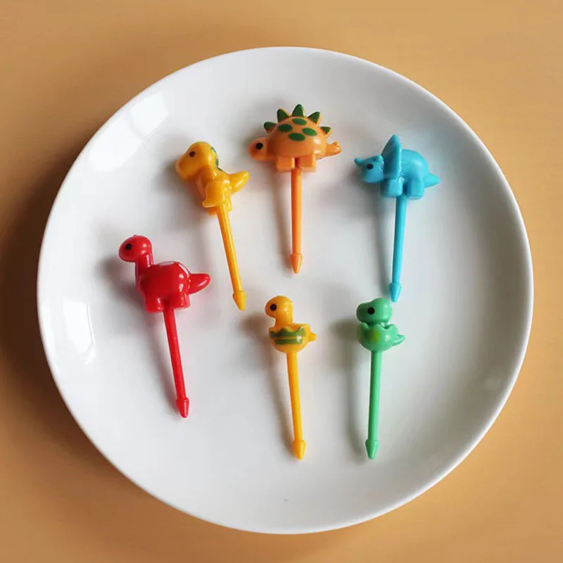 Animal Fruit Fork Food Grade Plastic Mini Cartoon Kids Cake Fruit Toothpick Bento Lunch Bento Accessories Party Decoration: WHITE