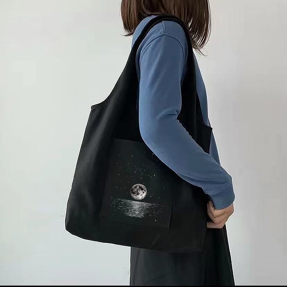 Boodschappentas Dames Canvas Tas Planeet Astronaut Afdrukken Reizen One-schouder Shopping Bags Wasbare Puur Katoen Opslag Draagtas: Style 15