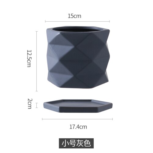 Keramik Blumentopf Geometrische Hexagon Amerikanischen Schreibtisch drinnen und draussen Topf Fleischigen Grünen Dill Rose Topf mit Tablett Heimat Dekor: K