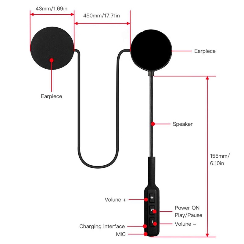 Motorhelm met koptelefoon bluetooth koptelefoon intercom hoofdtelefoon handsfree bellen