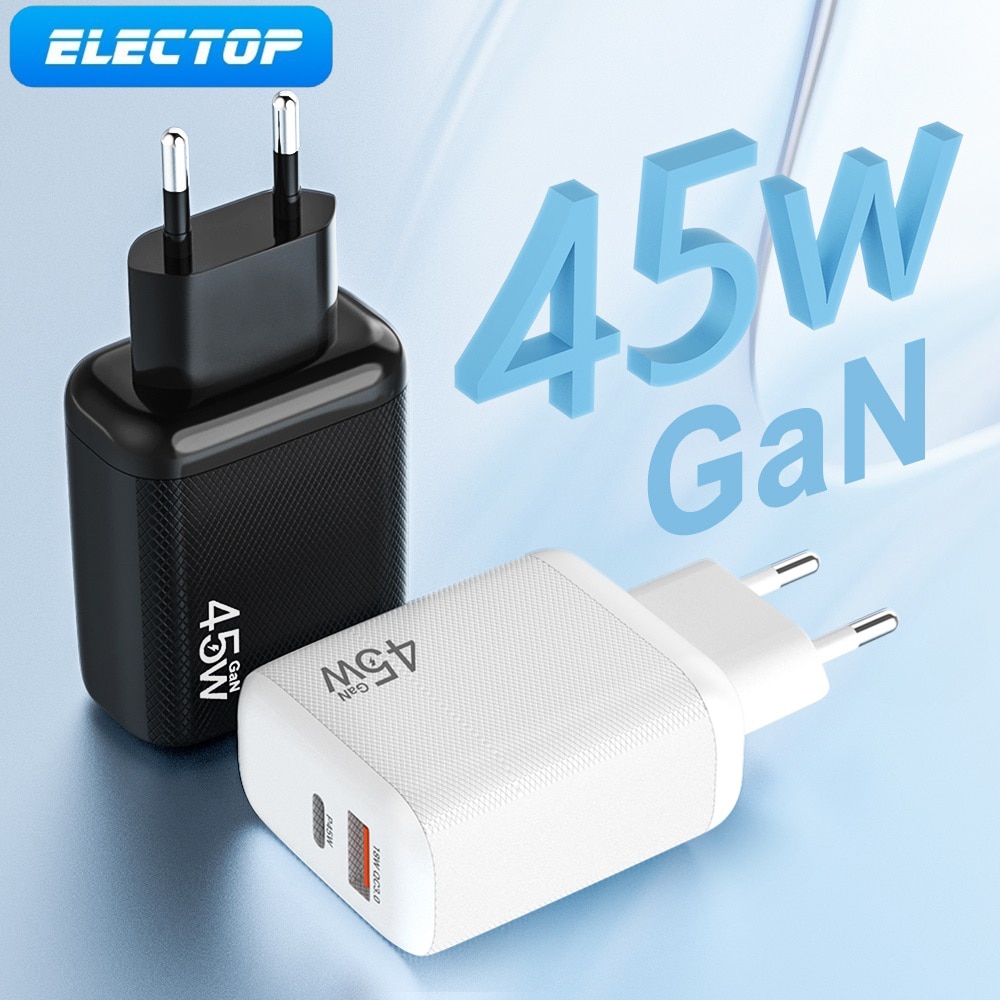 Electop 45W Gan Charger Usb C Fast Charge Voor Iphone 13 12 Ipad Laptop Snellader 3.0 Type C adapter Oplader