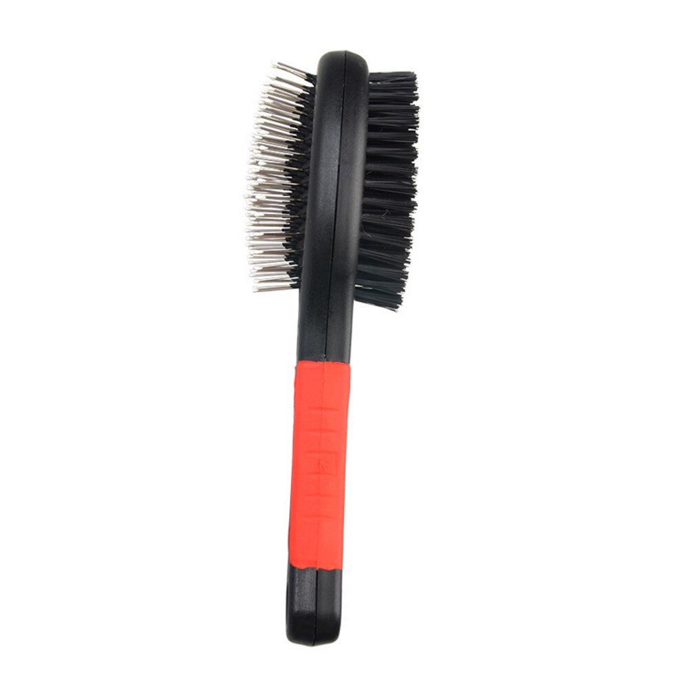 1Pc Dubbele Geconfronteerd Hond Kam Lang Haar Borstel Plastic Handvat Puppy Kat Massage Bad Borstel Multifunctionele Pet Grooming tool: S
