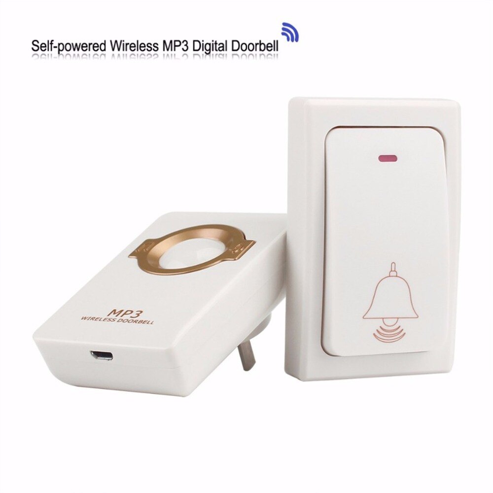 LESHP Novelty Wireless Doorbell Self-powered Remote Button and Receiver MP3 Digital Long Range IP47 Waterproof For Home Security