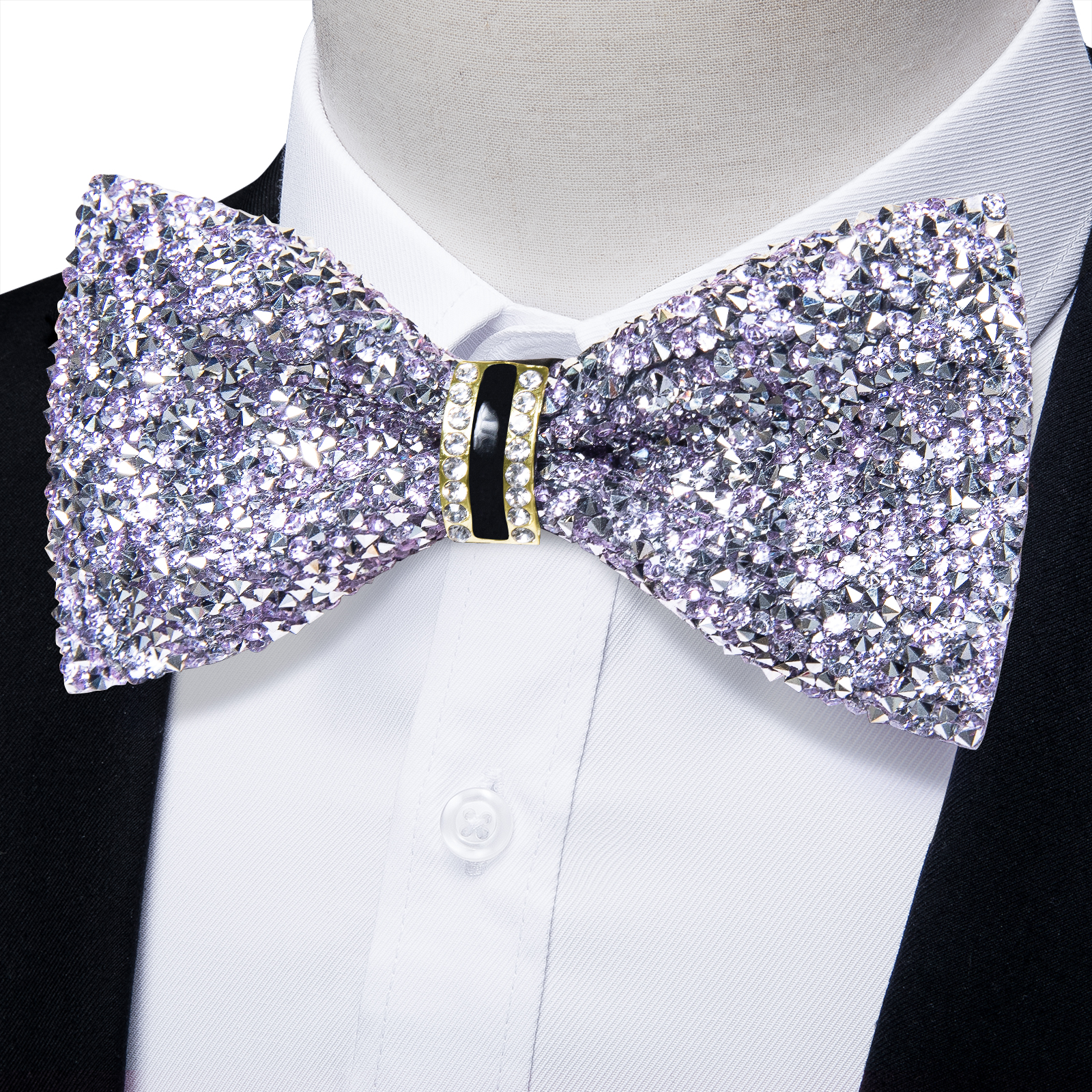 Rhinestone Bow Ties for Men Pre-tied Sequin Bowties Men with Adjustable Length, Jewel Bowknot Wedding Prom Tuxedo Accessories: Yellow