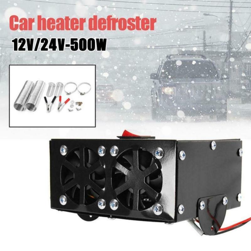 500W 12V /24V 2 Hole Car Vehicle Cooling Fan Warm Heater Windscreen Demister Defroster 2 In 1 Portable Auto Car Van Heater