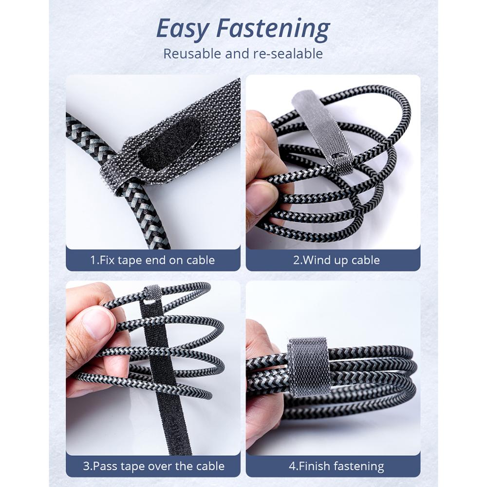 Ankndo 20Pcs USB Cable Management Charging Cable Organizer PC Cable Winder Straps Earphone Cable Tie Hook Loop Desk Cable Bundle