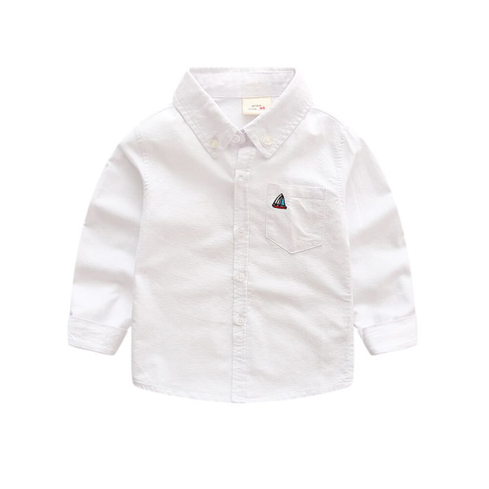 Long Sleeve White Baby Shirts Baby Boy Cotton Oxford Shirt Teenager Spring Boy Clothes Classic Tops Shirts Toddler Boy: White / 3T