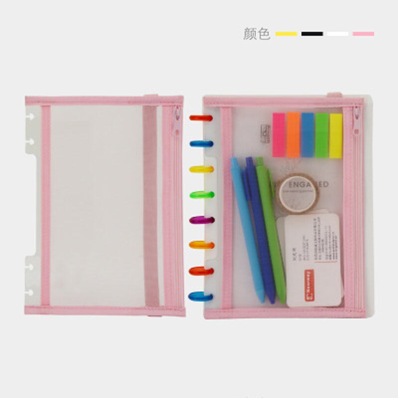 PCS Yiwi Note-Taking System Discbound Notebook Storage Pouch Happy Planner Mushroom Hole Zipper Bag Office Stationery