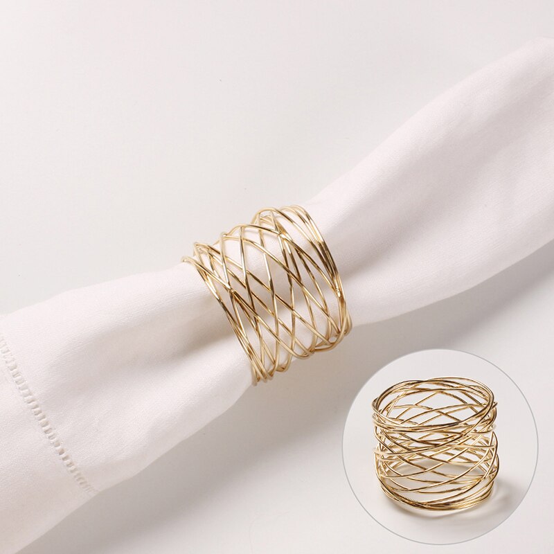 1 Pc Brede Ronde Gold Servetringen Art Cirkel Hollow Westerse Handgemaakte Thuis Bruiloften Tafeldecoratie Servetringen