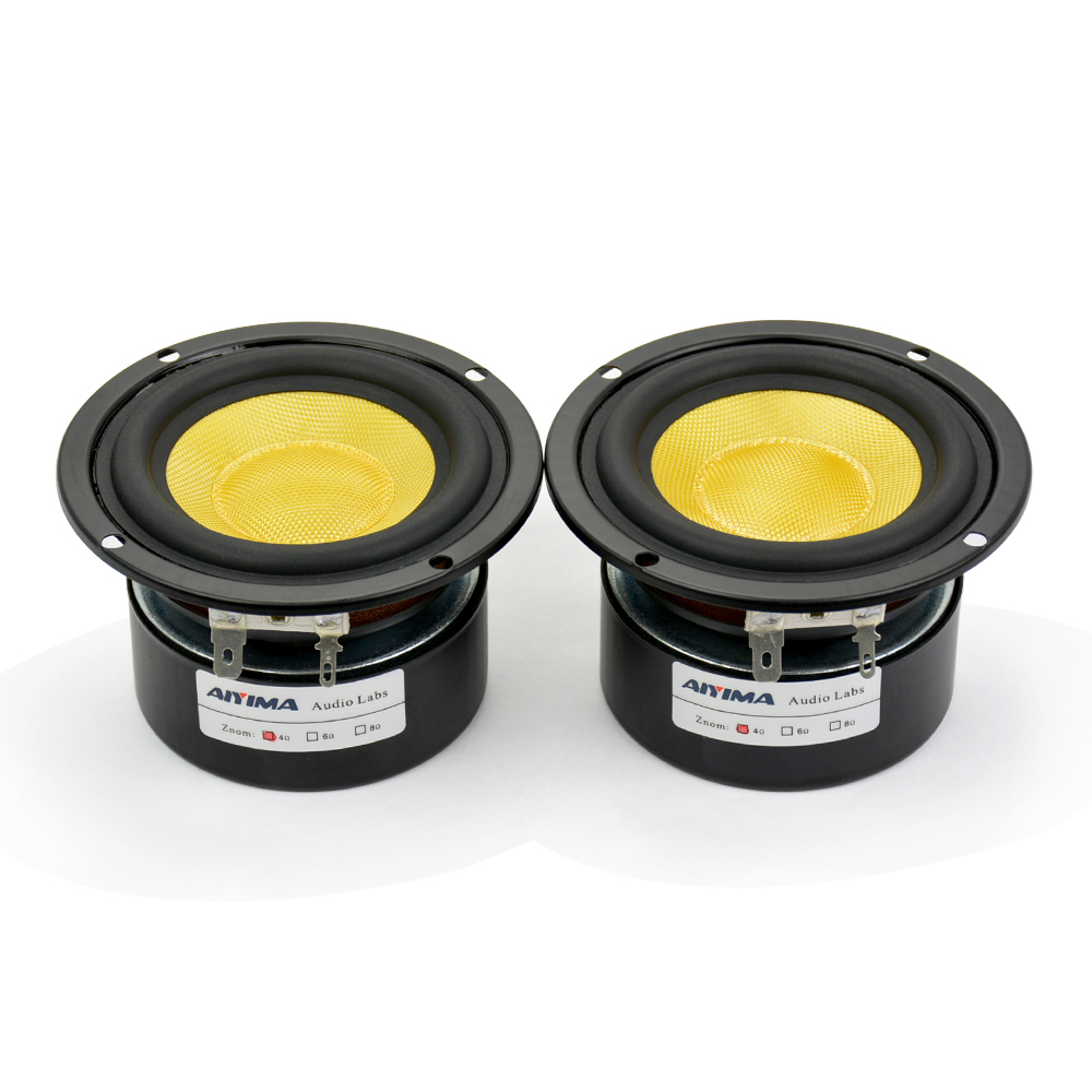 Aiyima - 2 altavoces estéreo de graves y medios de 3 pulgadas, subwoofer de 4/ 8 ohmios y 25w subwoofers de rango completo para cine en casa, altavoces hifi diy