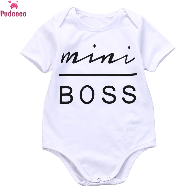 Pasgeboren Kids Baby Baby Jongen Meisje Romper Kleding Katoen Korte Mouw Mini Boss Gedrukt Jumpsuit Outfit 3-18 Maanden