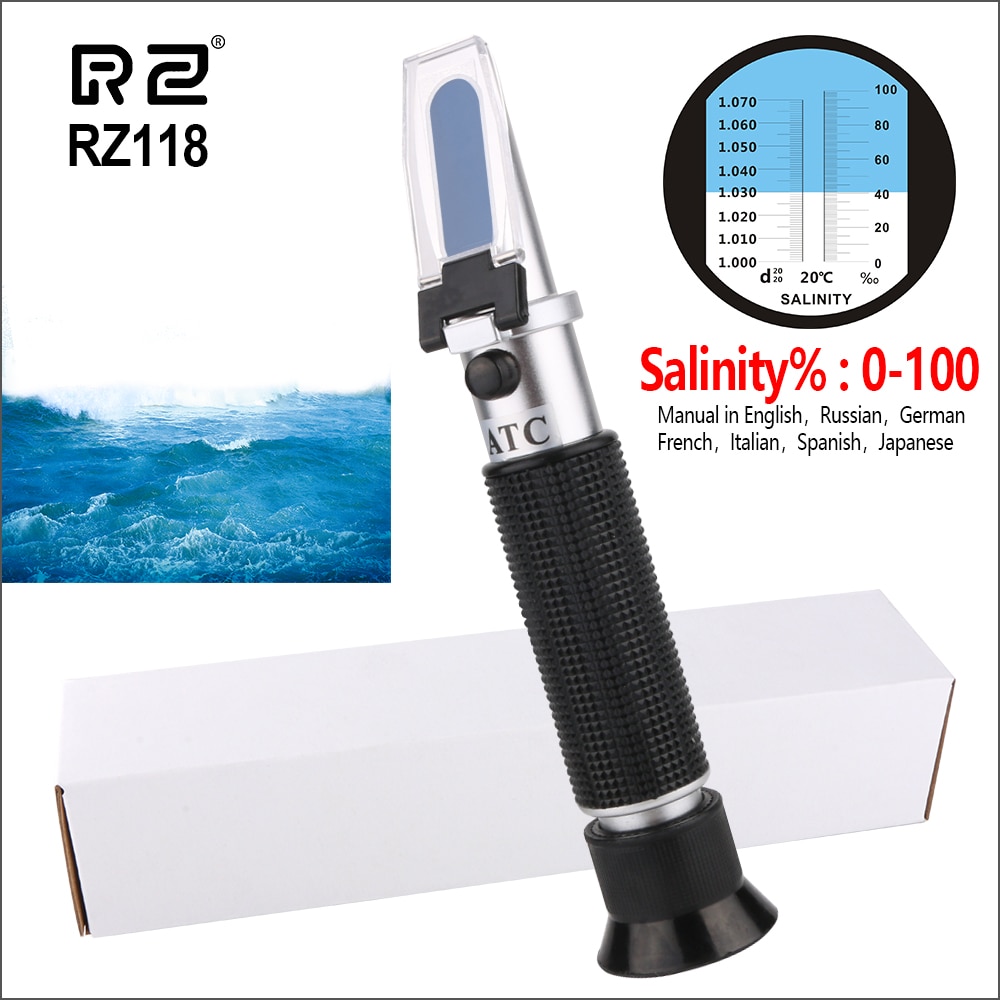 RZ Refractometer Salinity Salt Water Meter Auto Refratometro Tester 0-10% Brix Aquarium Handheld Refractometer