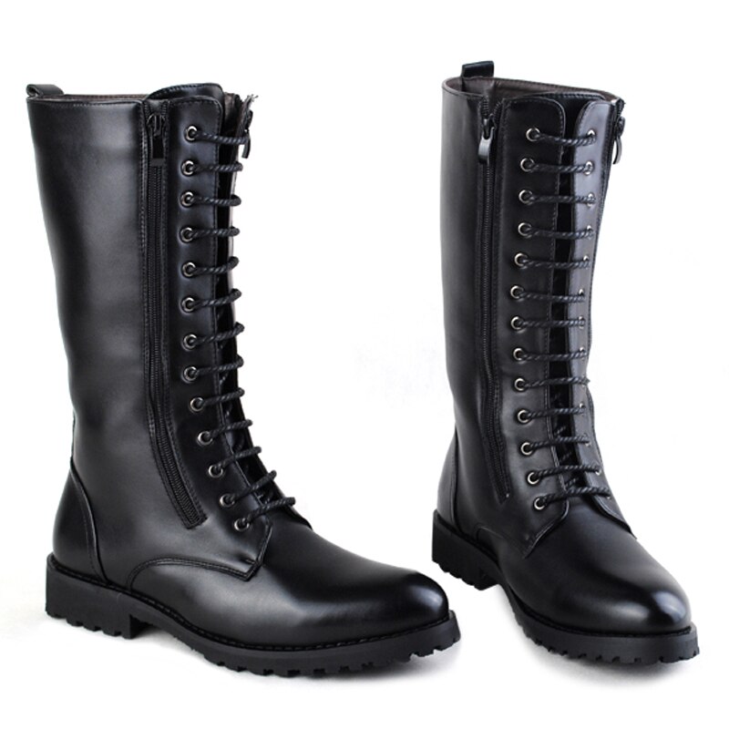 ERRFC Herren Schwarz Stiefel Neue Doppel Postleitzahl Spitze hoch Cowboy Motorrad Knie Hohe Trend Freizeit Schuhe Größe 38-44