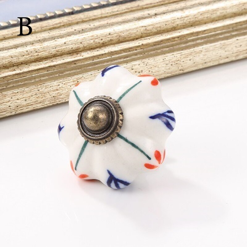 1Pc Keramische Gedrukt Deurknop Voor Kast Lade Kast Handvat Kast Kledingkast Meubels Deur Handgrepen Knoppen: B