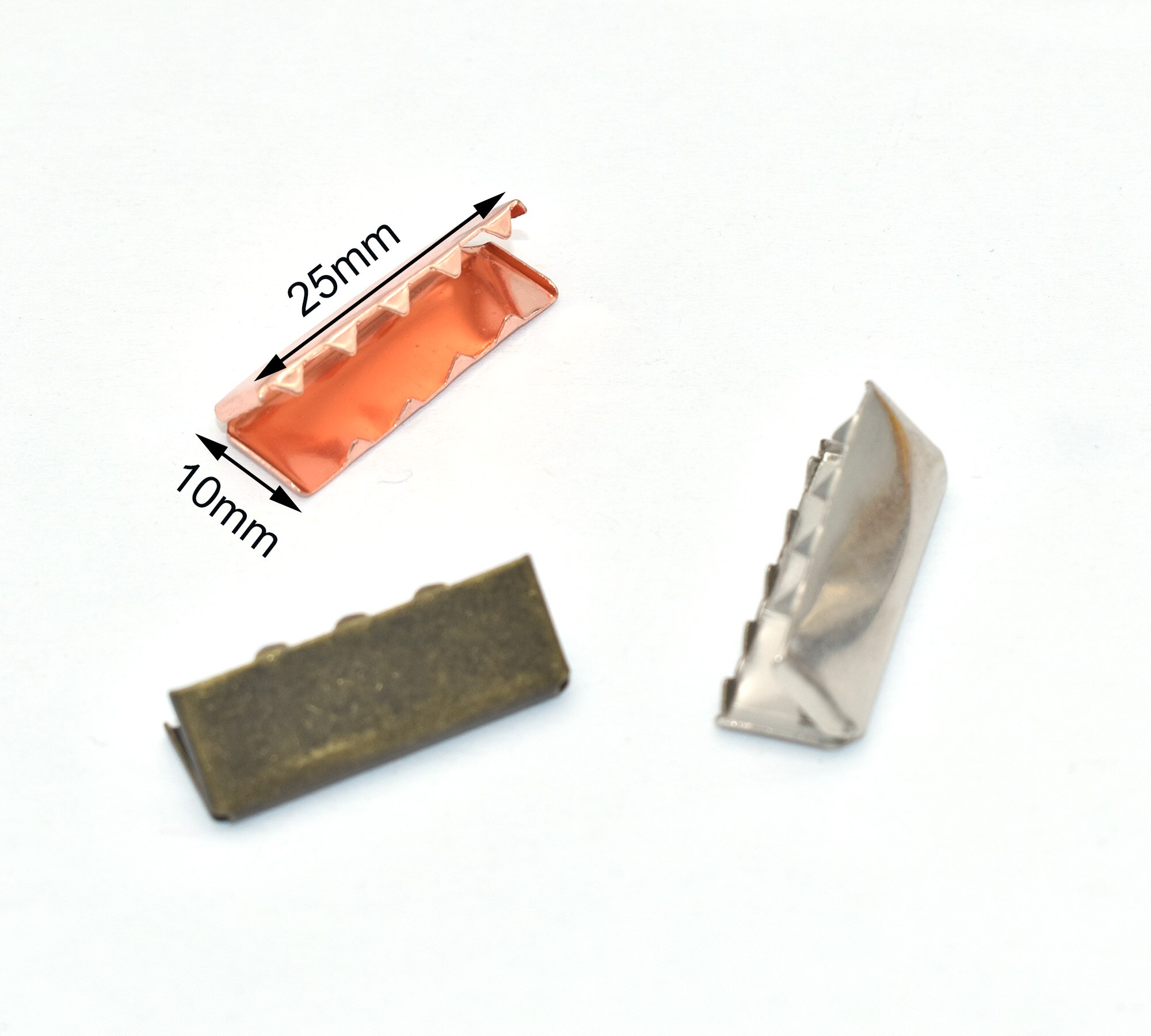 25mm Ribbon Clamps Ends Fasteners Clasps Cord Ends Cap Foldover Connectors for Leather Lanyard Strap Jewelry Making