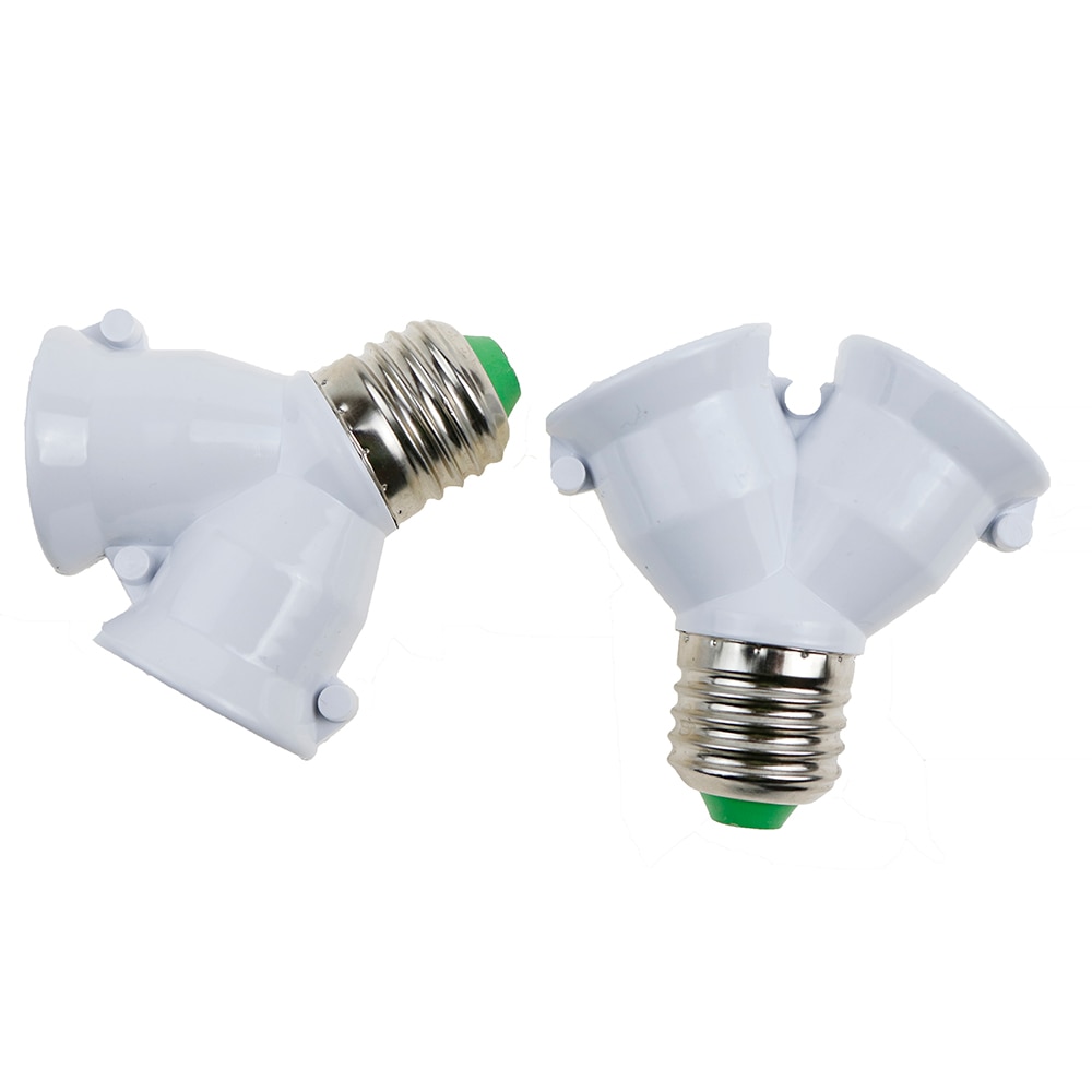 Witte Brandwerende E27 2 E27 Lamp holder Converter Socket voor Led Licht E27 Schroef Splitter Adapter Y Vorm