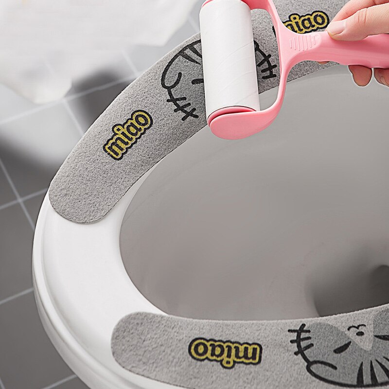 Closestool Sticky Seat Mat Toilet Seat Cover Crystal Velvet Soft WC Paste Washable Reusable Bathroom Warmer Seat Lid Cover