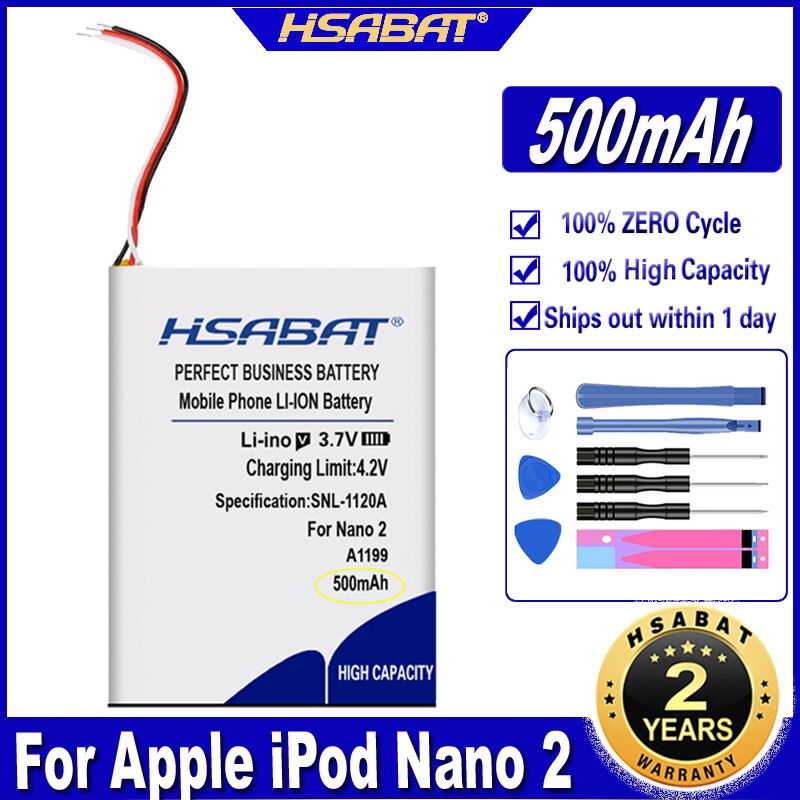 HSABAT 380mAh-500mAh Battery for iPod Nano 1 2 3 4 5 6 7 4th 5th 6th 7th 1st 2nd Generation 2 Gen 2Gen 3rd 3 Gen 3Gen
