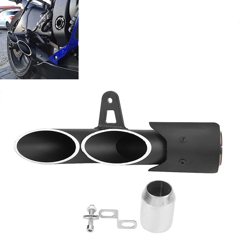 Universal Modified Motorcycle Exhaust Muffler Pipe Motorcycle Stainless Steel Dual Outlet Exhaust Muffler Tail Pipe