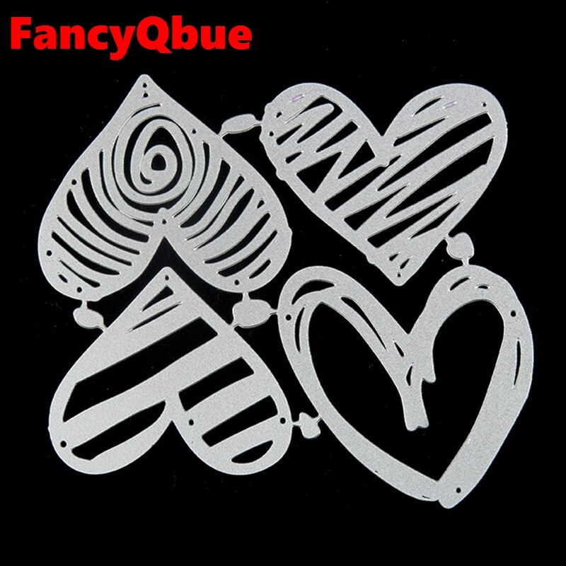 4 sztuk/zestaw matryce robić cięcia metalu miłość z designem serca rękodzieło muszka album Scrapbooking papier robić majsterkowania ręcznie robione kartki szablon robić wytłaczania cięcia