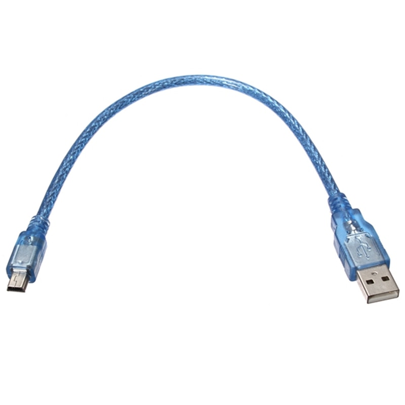 30CM Blue Male USB 2.0A To Mini Male USB B Powered Data Cable For Arduino Phone Lamp Accessory
