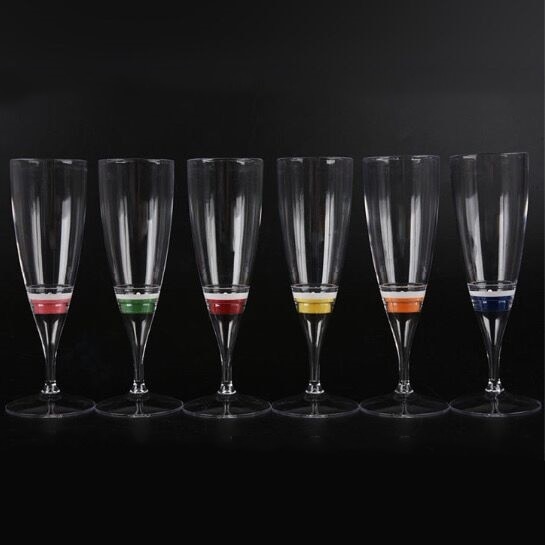 6 Set Led Licht Wijn Fluit Licht Up Vloeistof Geactiveerd Champagne Glazen Voor Wedding Yearparty Fluit Multicolor