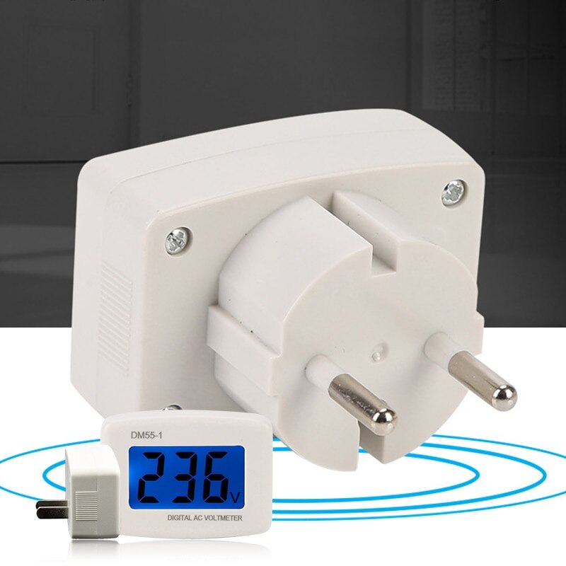 LED Digital Plug In Voltage Meter DM55-1 110-220V EU/US Plug Voltage Tester Wall Flat Voltage Measuring Digital AC Voltmeter